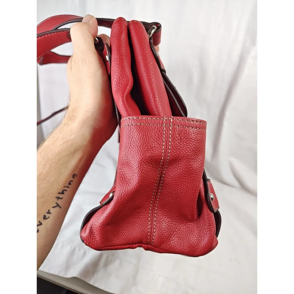 Tignanello Red Leather Perfect 10 Studded Shopper Tote Shoulder Bag NWT T98530